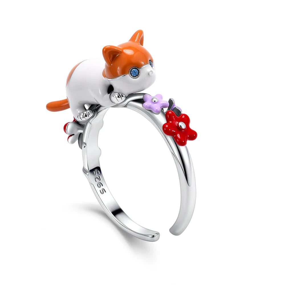 Hot selling new 925 sterling silver mini Snoopy Christmas pink diamond love orchid additional angle