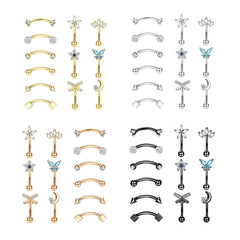 1/11Pcs 16G Eyebrow Rings for Women, Curved Barbell Belly Lip Rings Cartilage Daith Earring Tragus H