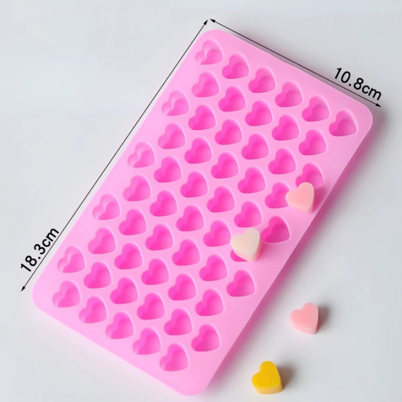 55 Piece Small Heart Shaped Silicone Cake Mold | Heart Chocolate Pastry Molds for DIY close-up view