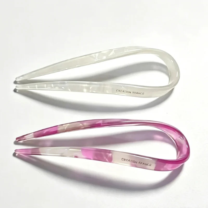 Retro U-shaped Acetate Hairclip for Women Elegant Temperament Ponytail Hairpin Fashio lifestyle view