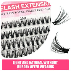 DIY Individual Cluster Lash Book 30D‑100D Fluffy D Curl Mixed Length Segmented False Eyelashes Reusable Home Lash Extension