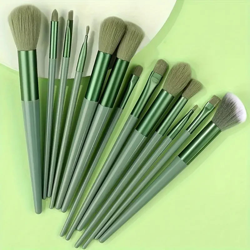 13-Piece Makeup Brush Set | Soft Fluffy Foundation Blush Highlighter Brush Kit close-up view