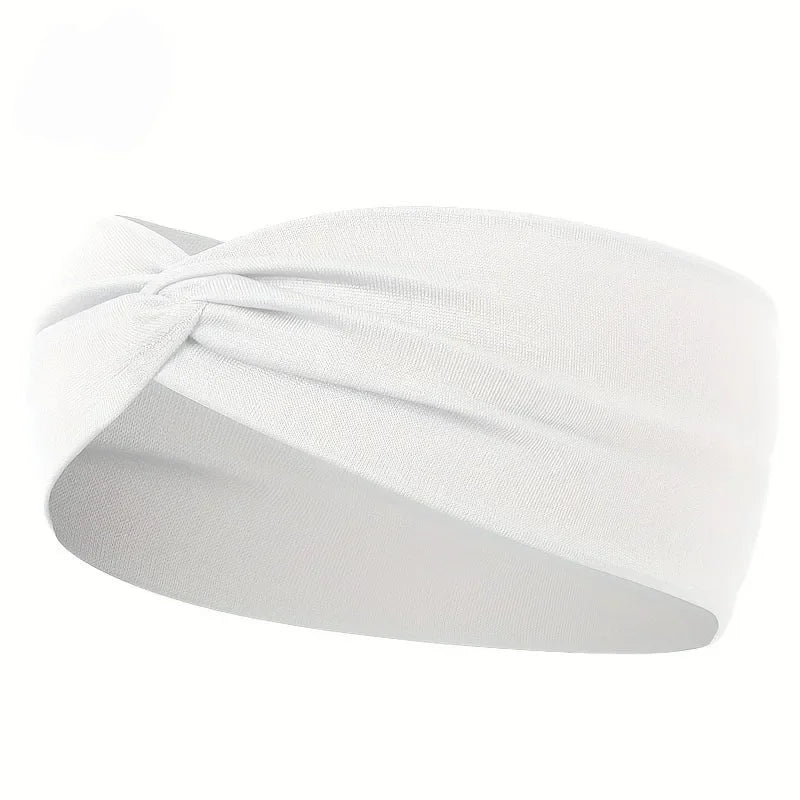 Simple Solid Color Cross Knotted Elastic Wide Headband Women Unisex Sports Yoga Hair alternate view