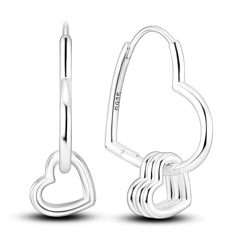 Original 925 Sterling Silver Women Hoop Earrings High Quality Shine Zircon U Shaped Cl close-up view
