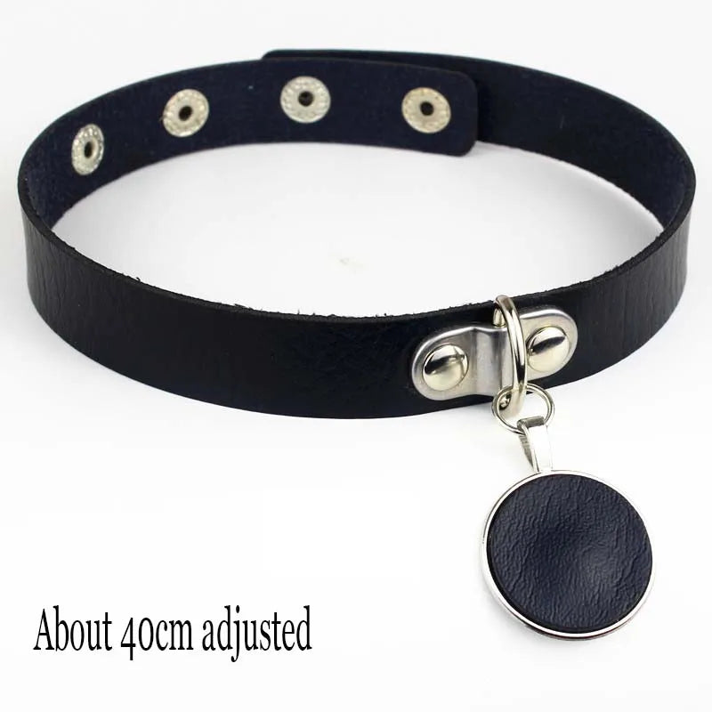 Gothic Bat Heart Lock Punk Choker | Black Leather Collar Necklace additional angle