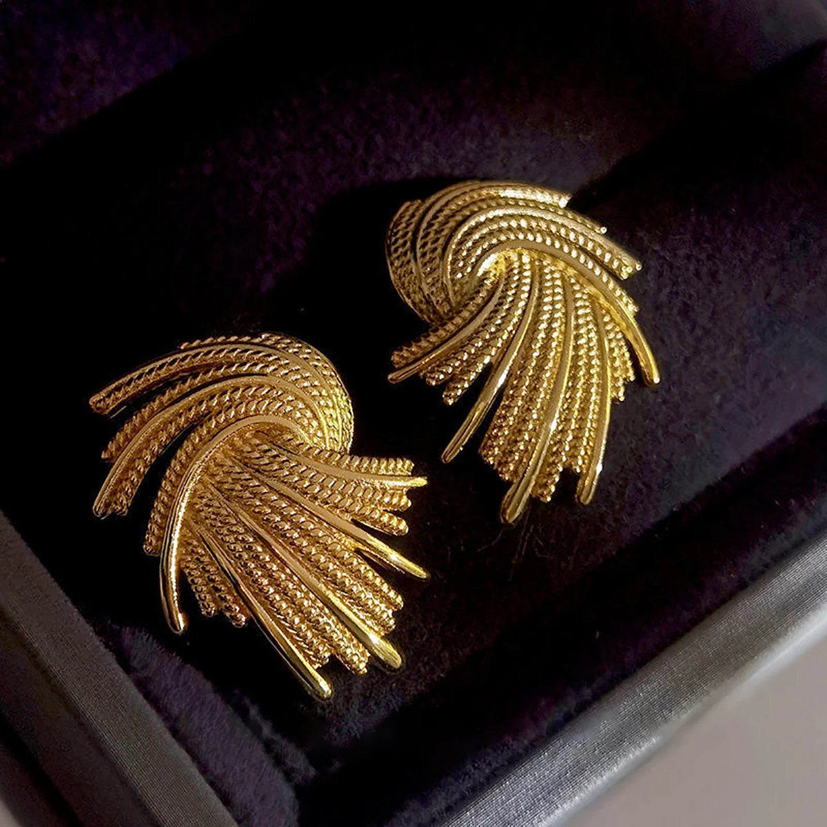 Geometric Gold Drop Earrings Zinc Alloy