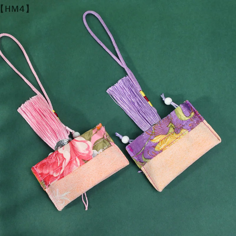 Chinese Style Embroidery Tassel Gift Pouch | Lotus Scented Sachet Bag detail view