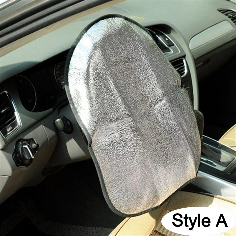 Steering Wheel Sun Shade Foldable Anti-UV | Silver
