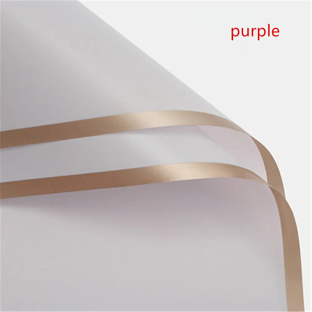 5pcs Flower Wrapping Paper with Golden Border | Korean Style Half Transparent Gift additional angle