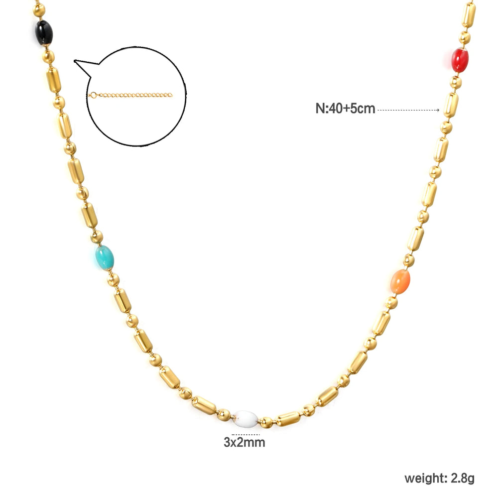LUXUKISSKIDS Sweet Multicolor Drip-Oil Beads Necklace Women's Bohemia Stylish Clavi additional angle