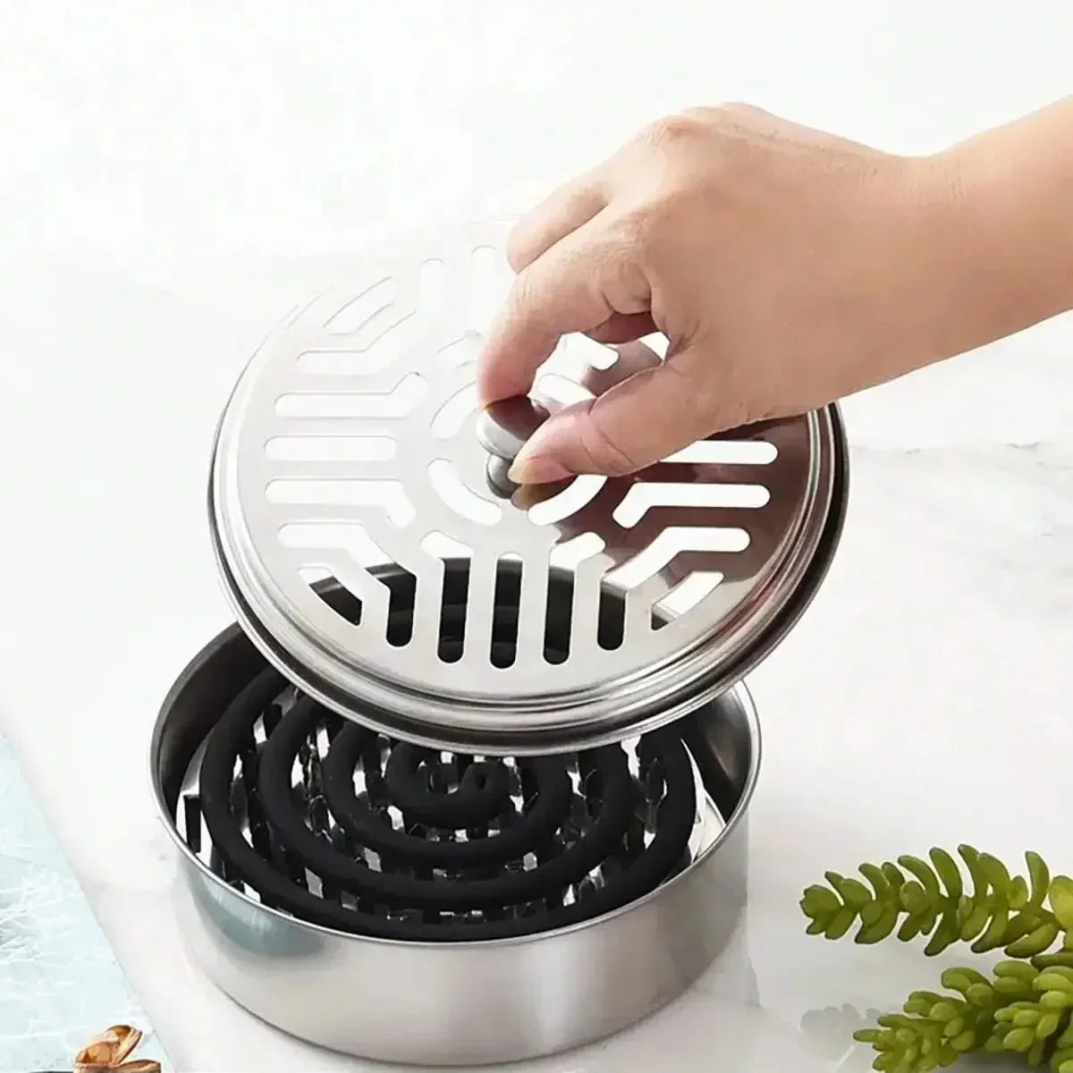 Mosquito Coil Tray Portable Holder Hotel Insect Repellent Rack With Cover Summer Anti lifestyle view