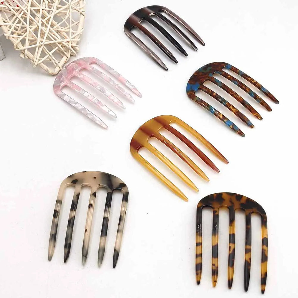 1/3 PCS Acetic Acid Hair Forks Five Teeth Hair Sticks U-Shape Hair Comb Bun Hairpin additional angle