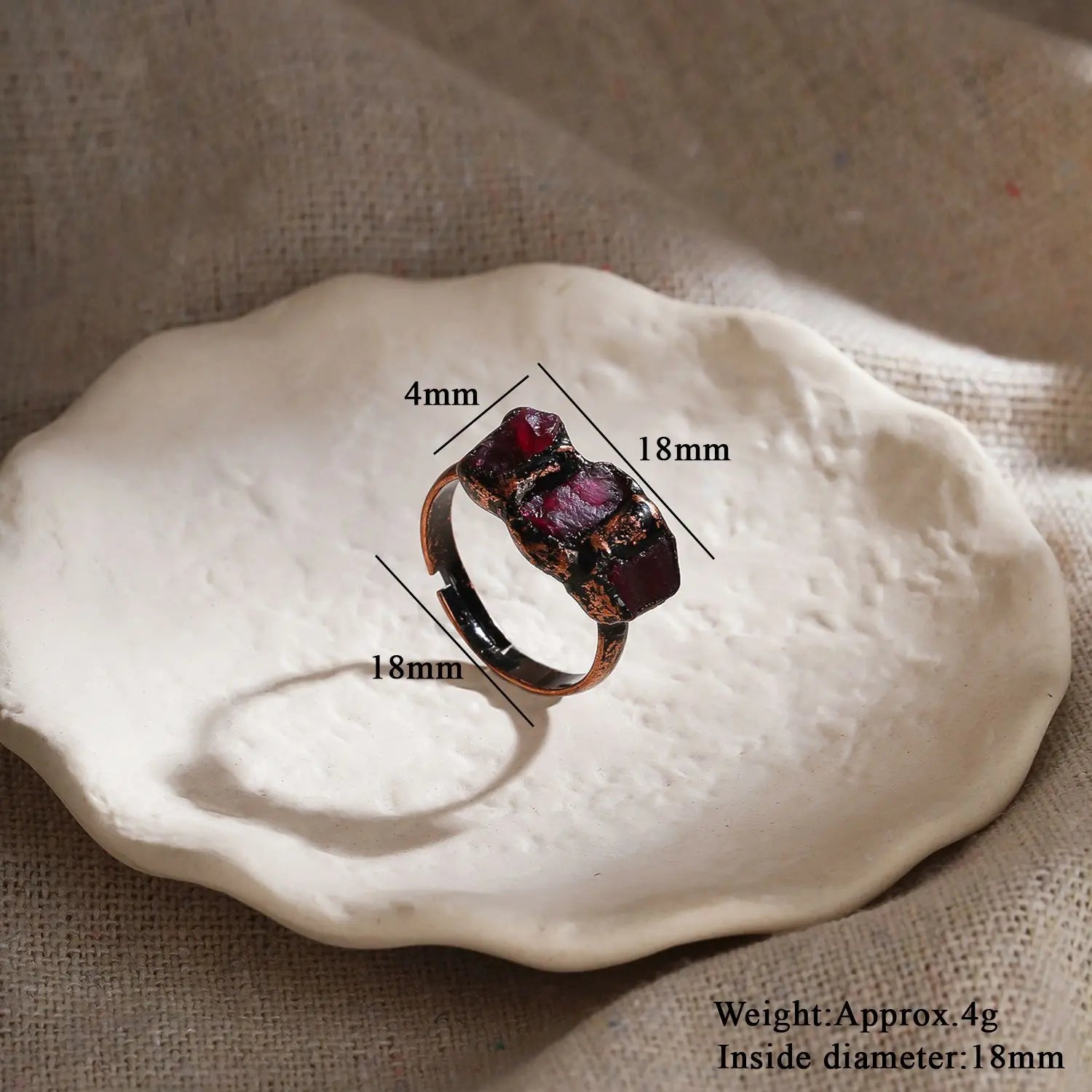 Irregular White Quartz Point Beads Bronze Handmade Rings Jewelry Women Natural Stone Adj detail view