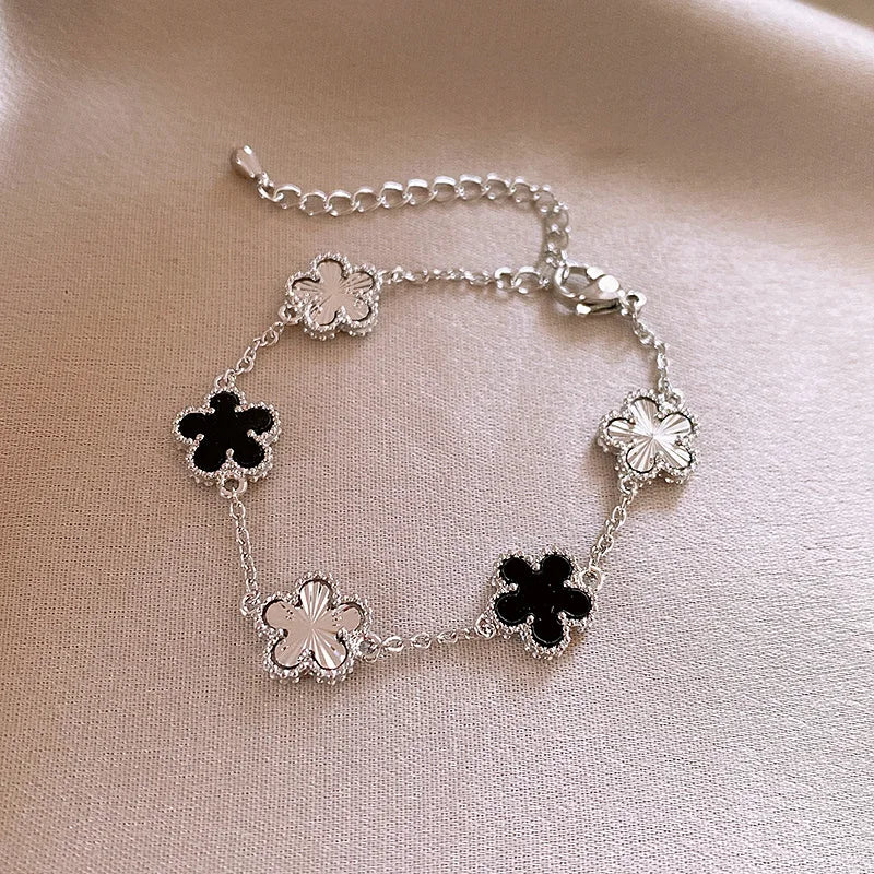 Blue Dripping Oil Butterfly Bracelet for Women Fritillary Flower Leaf
