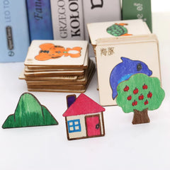 20pcs Montessori Kids Drawing Toys Wooden DIY Painting Template Stencils Learning Educ close-up view