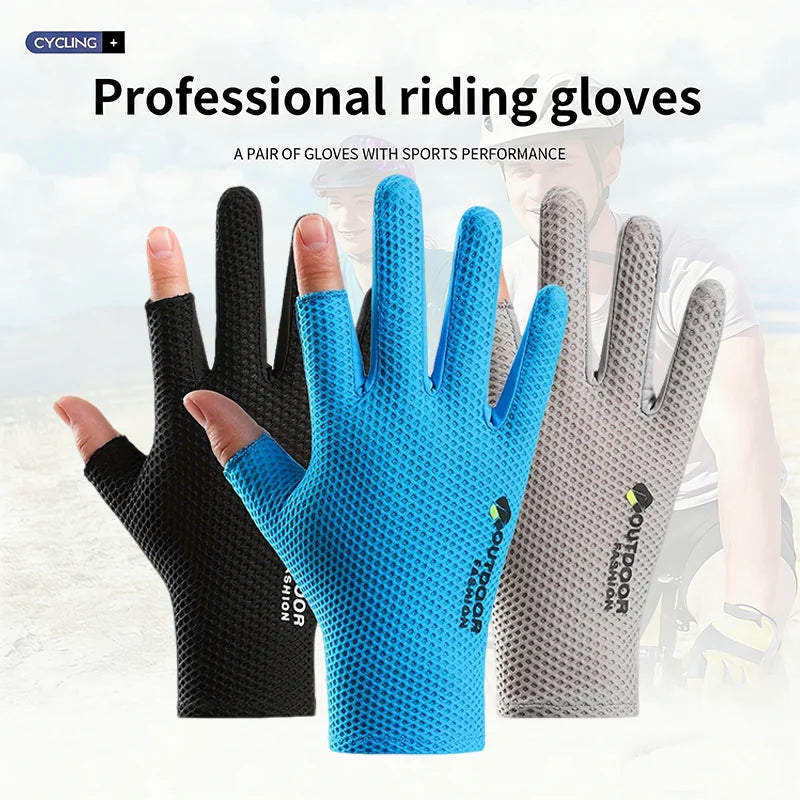 Summer Cycling Gloves Breathable Mesh Non-Slip Grip Touchscreen MTB Gloves Outdoor Quick Dry Fishing