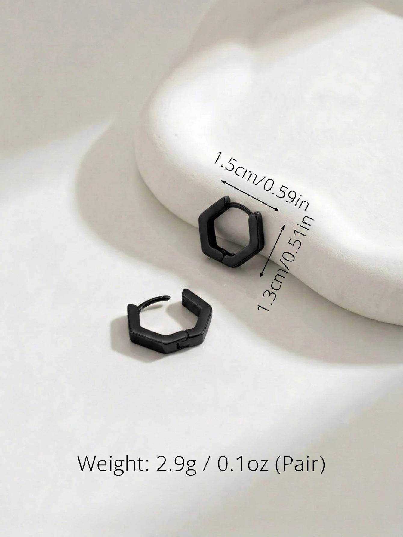 Unisex Stainless Steel Rectangular Hoop Earrings for Men Women Punk Rock Triangle H additional angle