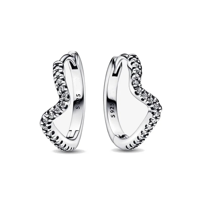 925 Sterling Silver Snowflake Heart Earrings | Fine Stud Earrings for Women additional angle