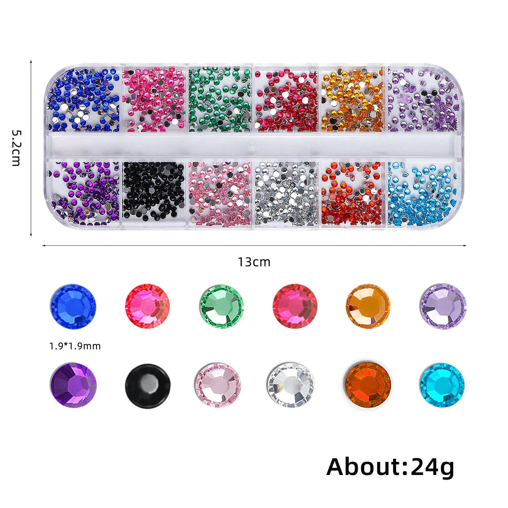 12 Cell Sparkling Crystal Nail Art Beads - Flat Base Stones for Multi‑scene Embellish lifestyle view