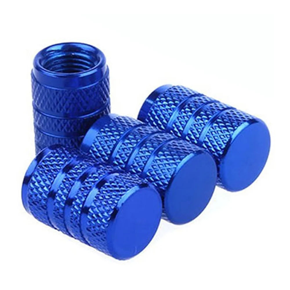 DSYCAR 4Pcs Silver Car Tire Valve Stems Cap Knurling Style Tire Valve Cap Aluminum Tire detail view