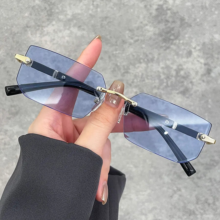 Business Rectangle Gradient Lenses Unisex Sunglasses Women Men Colored Lenses Metal Fram detail view