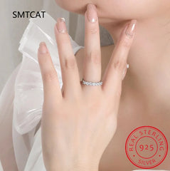 Full Moissanite Ring for Women S925 Sterling Silver with White Gold Plated Diamond We alternate view