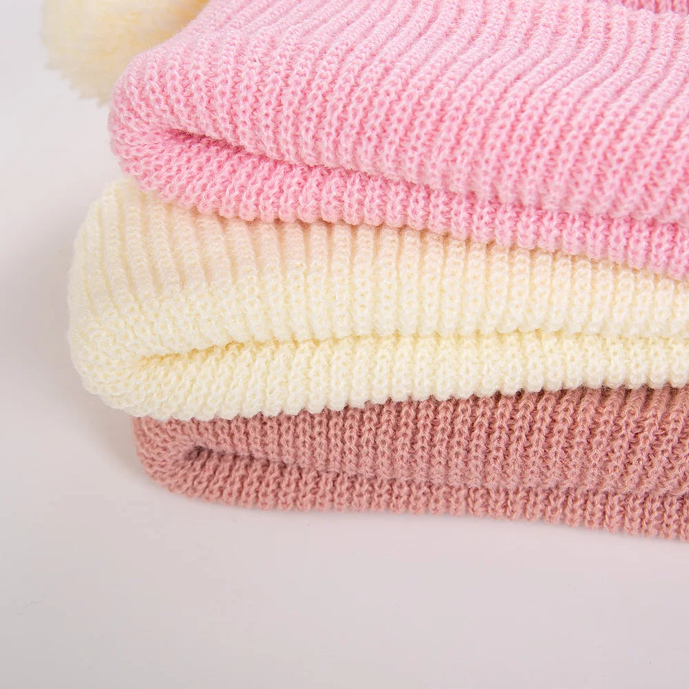 Baby Knotted Turban Hat for Newborns | Pom Pom Cap detail view