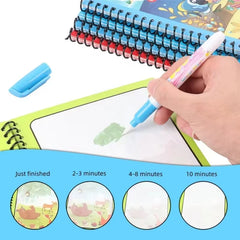 Magic Water Painting Book with Refillable Water Pen Watercolor Painting Magic Book Sen close-up view
