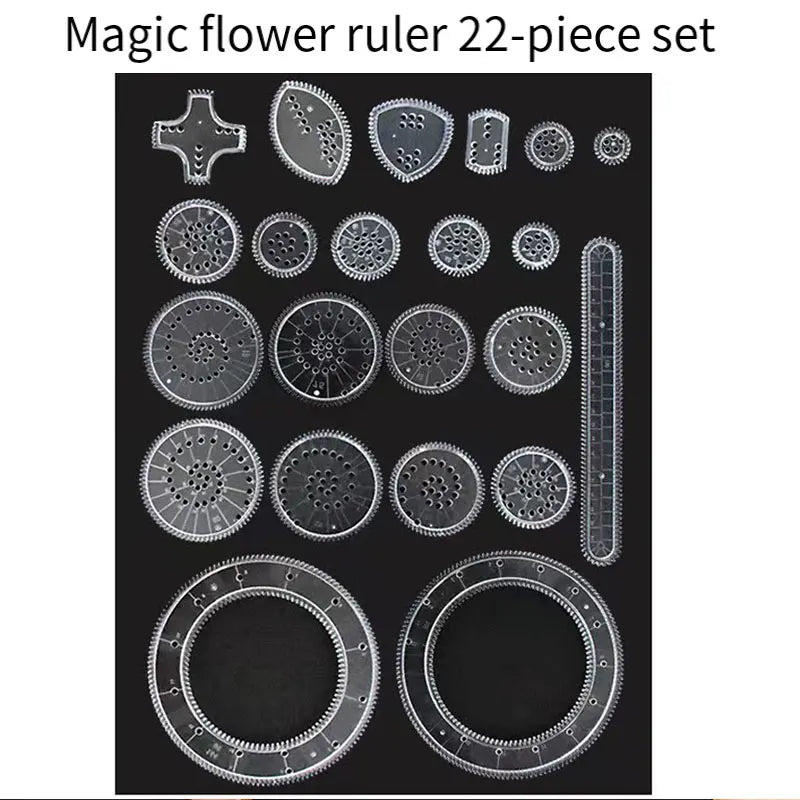 22pcs Spirograph Drawing Toys Set Geometric Ruler Mathematical Roulette Drawing Too additional angle
