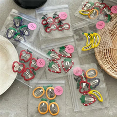 Girls Strawberry Hair Clips 4Pcs 6Pcs Fruit BB Hair Accessories Cute Design for Everyday Use