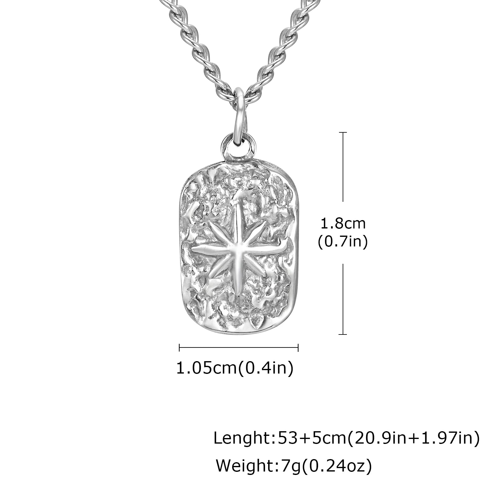 Men's Silver Color Geometric Pendant Necklace, Non Fading Stainless Steel Compass N additional angle
