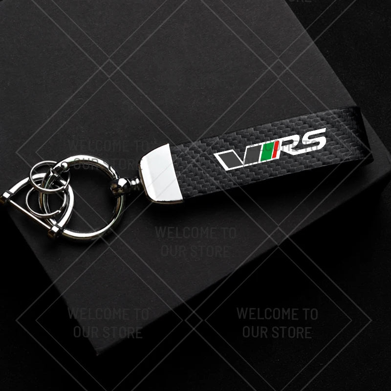 Skoda VRS Carbon Fiber Keychain | Car Emblem Key Ring for Citigo Kodiaq Yeti Rapid Fa alternate view