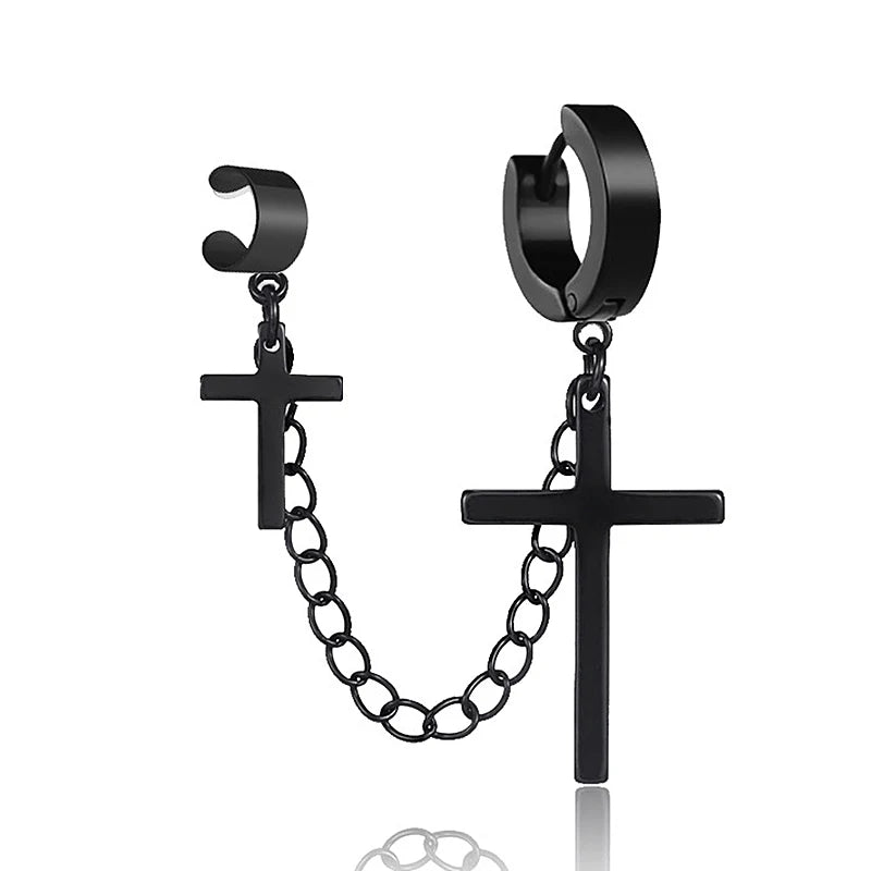 Punk Tassel Clip Earrings | Unisex Hip Hop Chain Hoop Ear Cuffs detail view