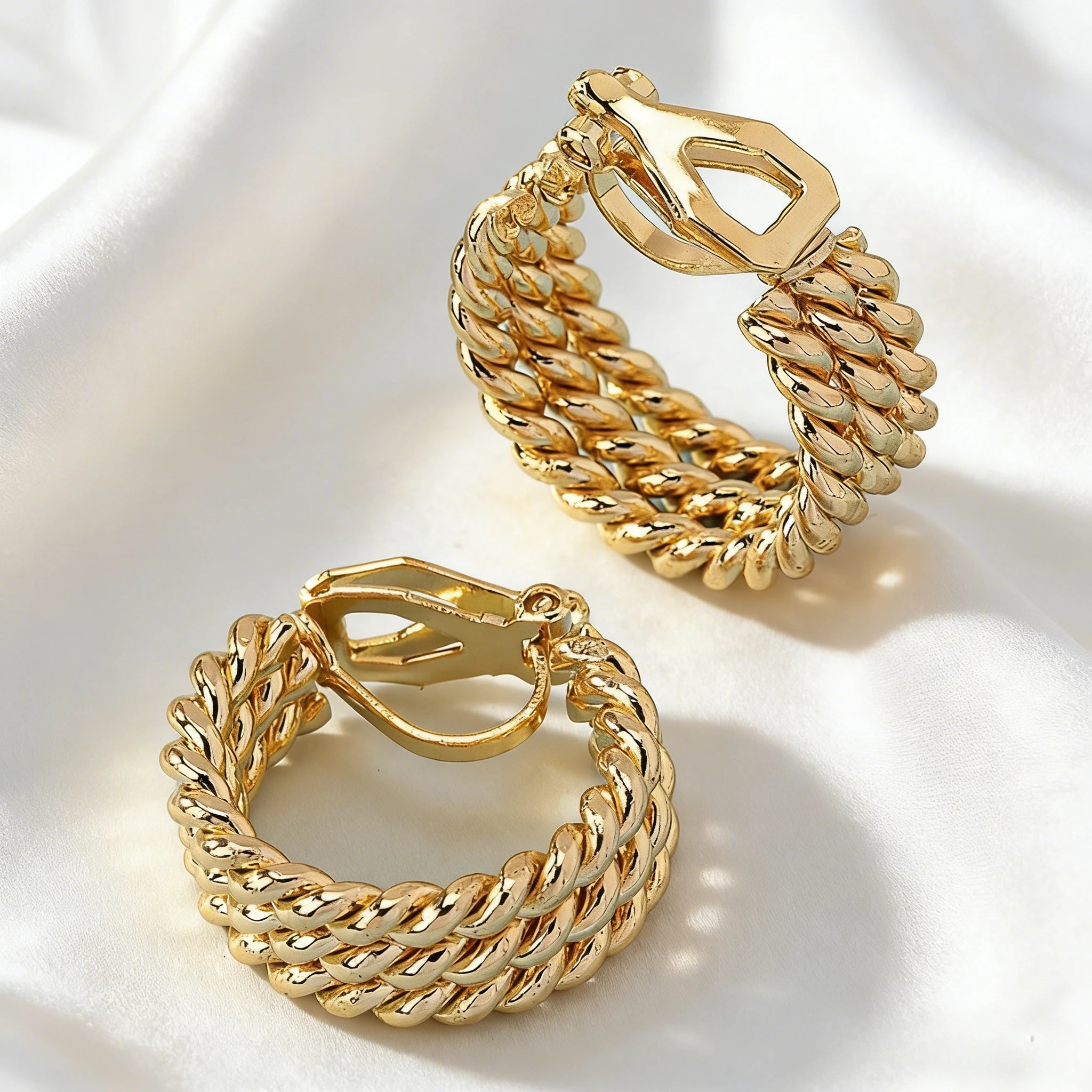 2026 Gold Wide Hoop Clip-On Earrings for Non-Pierced Ears