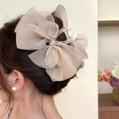 Mesh Bow Grip Clip Female Ponytail Braid Hair Clip Elegant Girl Hair Clip Hair Access alternate view