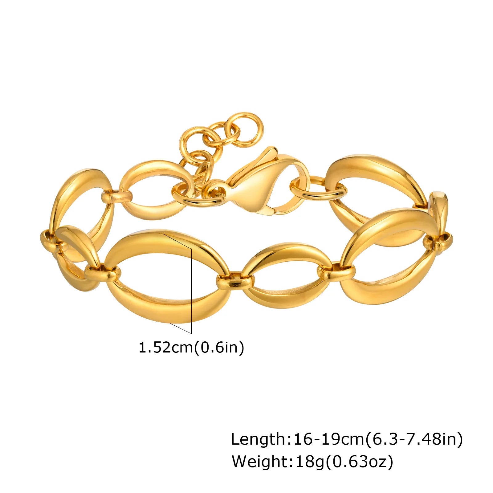18K Gold Plated Oval Pendant Chain Necklace | Waterproof Stainless Steel Choker detail view