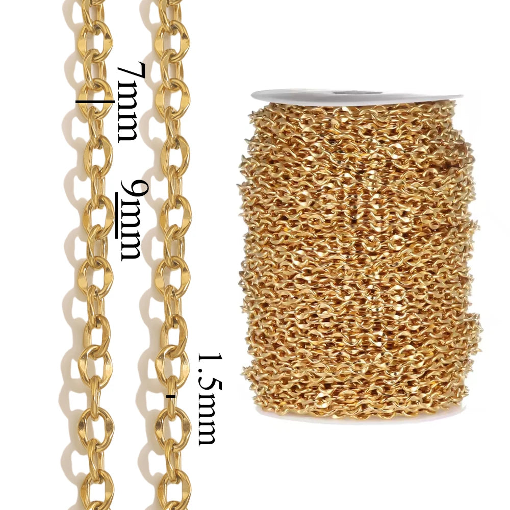 1 Meter Stainless Steel Chain Gold Silver DIY Jewelry Making Chain Necklace Bracelet Cha detail view