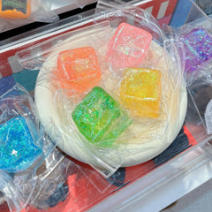 New Ice Cube Shaped Fidget Toy Square Stress Relief Ball Squishy Squeeze Anxiety ADHD close-up view