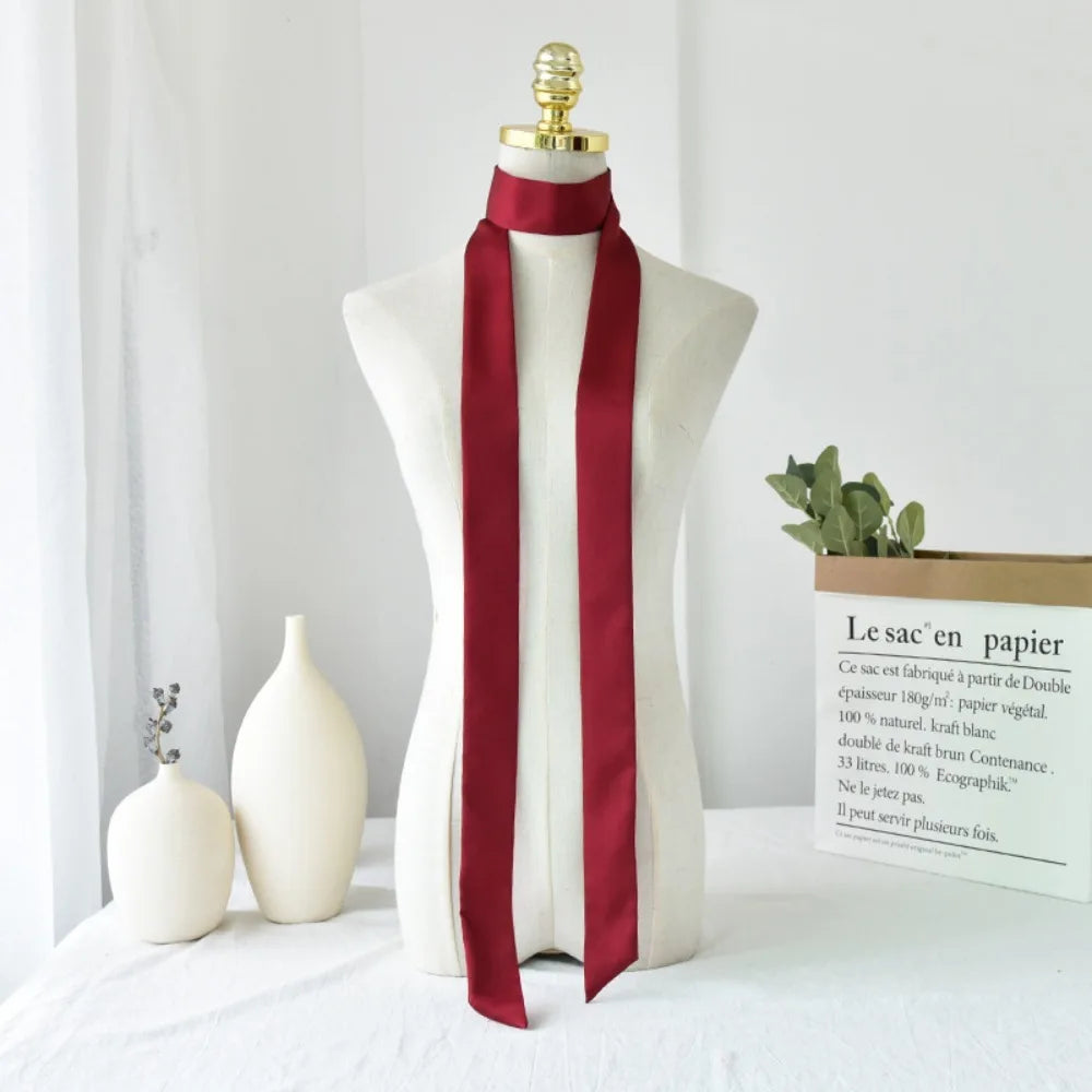 Delicate Long Hair Scarf Favor Silk Headband Neck Scarf Solid Color Hair Wrap Party S alternate view