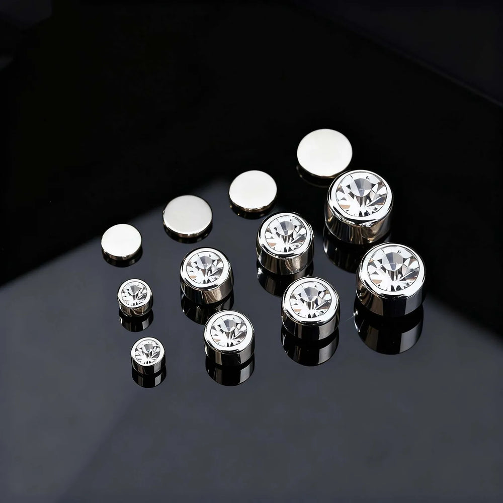 1 Pair Round Zircon Magnetic Ear Stud Clip Earrings for Men Women,Punk Round Zircon additional angle