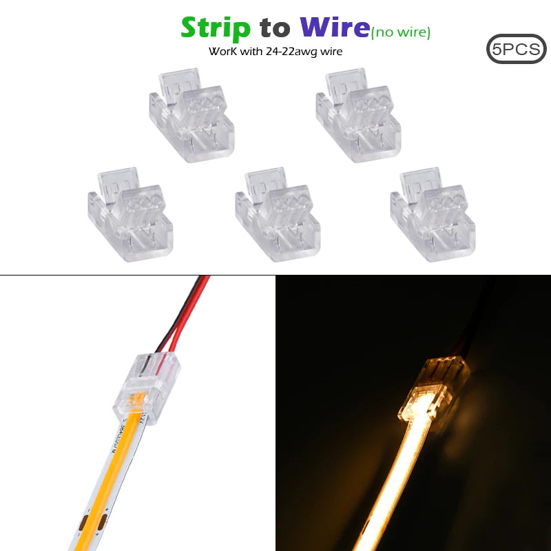 LED Strip Connectors and Fixing Clips Kit | 2-Pin COB Corner Connectors for Tape Ligh alternate view