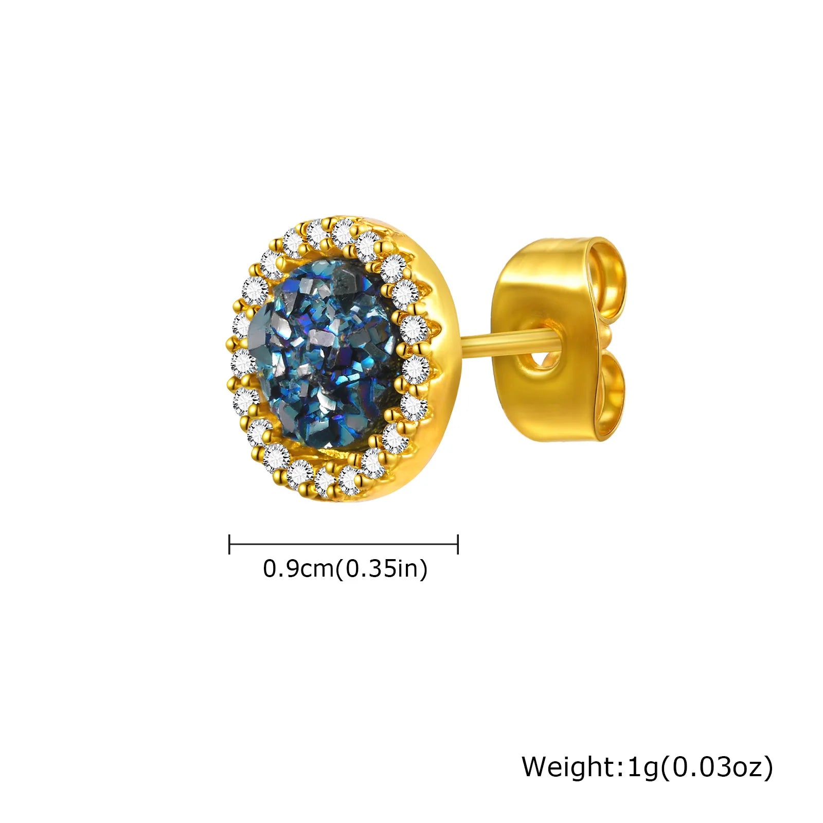 Shattered Zircon Stud Earrings for Men Boys | Hypoallergenic Round Minimalist Jewel additional angle