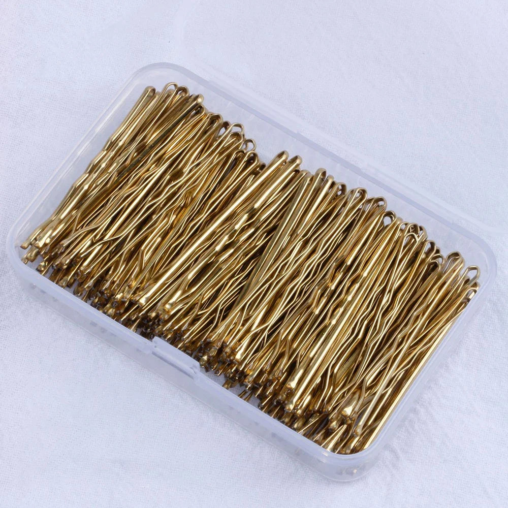 ‌Women's Bobby Pins 100PCS - Classic Solid Hair Clips for Everyday Use, Boxed Hair Acc close-up view