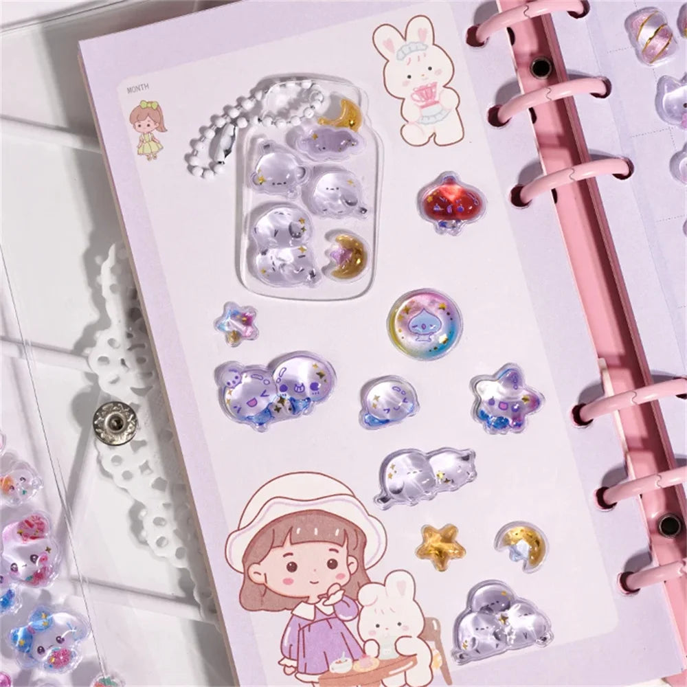 Cartoon Japanese 3D Crystal Relief Stickers Fashion Girls DIY Phone Water Cup Decorati close-up view