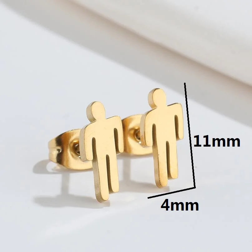 316L Stainless Steel Figure Earring Bicycle Key Crescent Moon Heart Lightening Skull For detail view