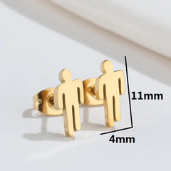 316L Stainless Steel Figure Earring Bicycle Key Crescent Moon Heart Lightening Skull For detail view