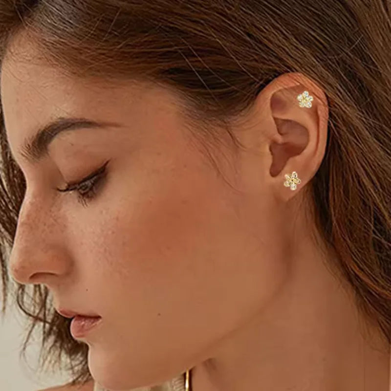 Heart Stud Earrings for Women | Hypoallergenic Screw Back Piercing Jewelry alternate view