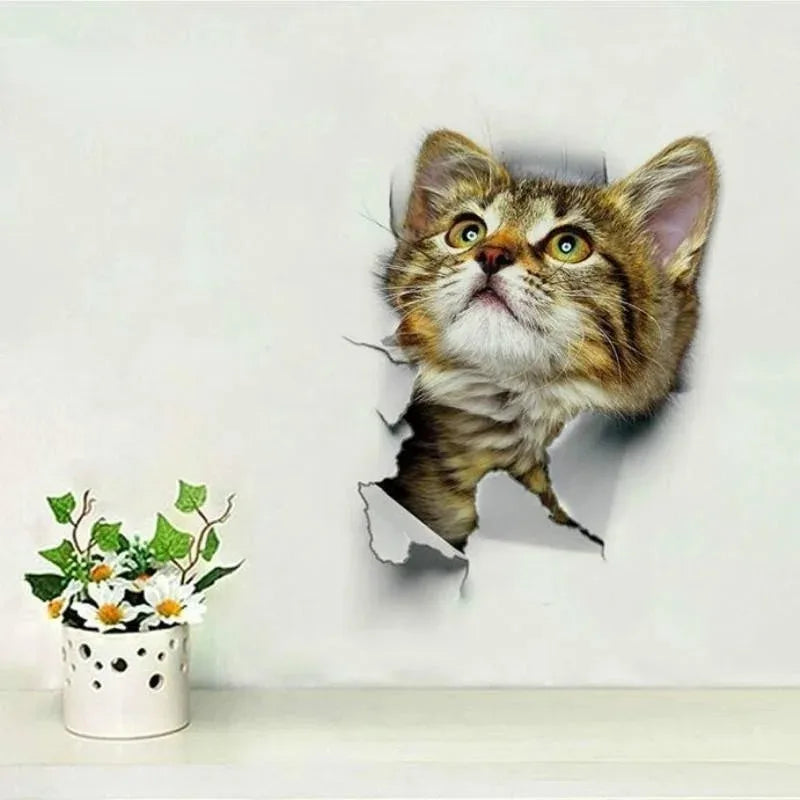 3D Cute Cat Wall Stickers | Self-adhesive Removable Wallpaper for Kids Room Living Ro alternate view