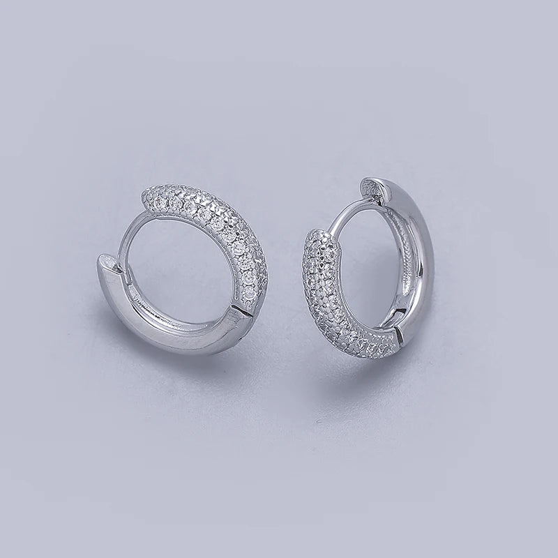 ANENJERY CZ Zircon Circle Hoop Earrings for Women Men Punk Trendy Party Accessories Fa close-up view