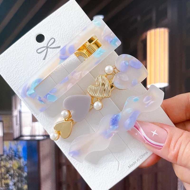 2/3pcs Hairpins Set Geometric Acetate Heart Hair Clips for Women Fashion Jewelry Girl lifestyle view